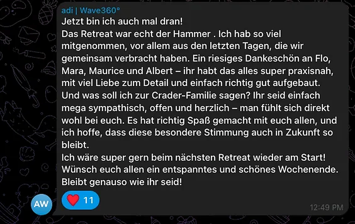 Nachricht von adi im CraderMind-Kanal