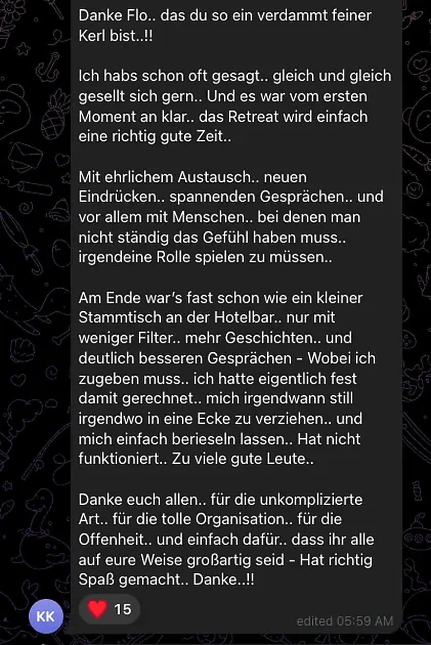 Nachricht von KK im CraderMind-Kanal