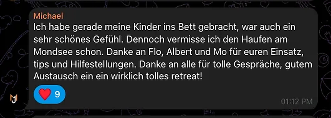 Nachricht von Michael im CraderMind-Kanal